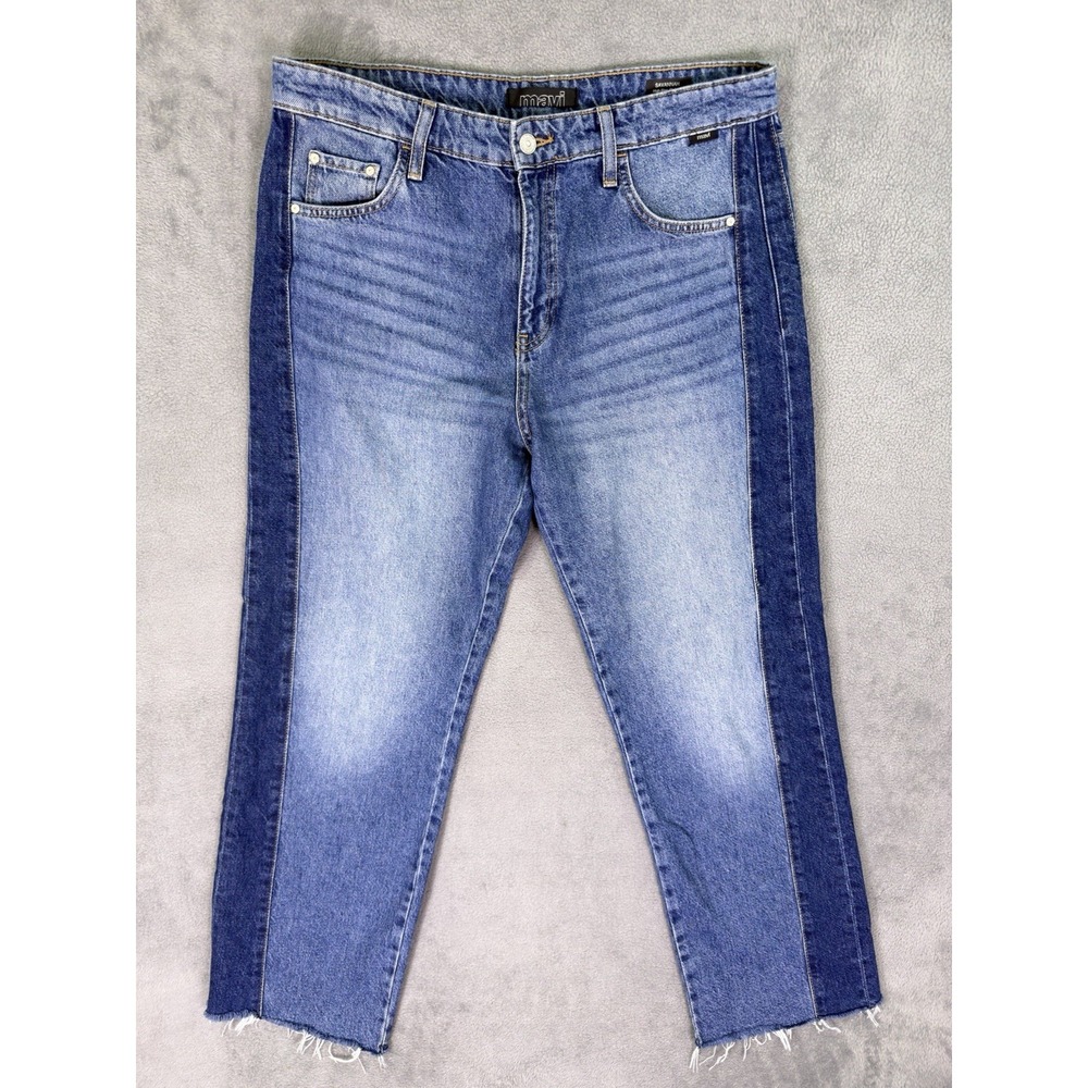 Mavi Jeans Womens 30 Blue Medium Wash Savannah High Rise Straight‎ Fringe
